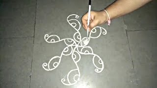 Unique & Easy kolam style #64 Rangoli, mandna, alpona, alpana, chowpuran, aipan