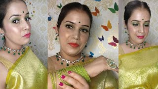 Hariyali teej makeup look | Mehendi makeup look | Indian wedding guest makeup look...