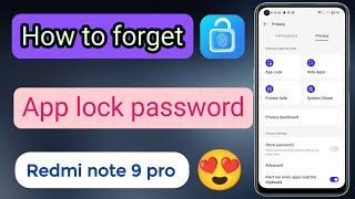 redmi note 9 pro app lock forgot password