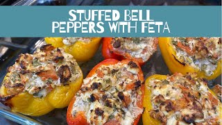 Stuffed Bell Peppers with Feta! Quick easy recipe - gluten & carb free!