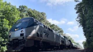 Dash 8 trails on Amtrak 19 flying thru Norcross, GA 7/8/2024