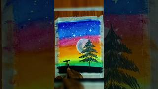 Easy oil pastel drawing moonlight #moonlightscenery #artshorts #oilpasteldrawing #satisfying #short