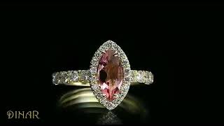 Pink tourmaline marquise cut diamonds engagement ring by DINAR jewelry design