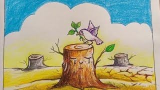 how to draw save tree save earth, save nature drawing easy