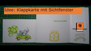 Bastel Idee Klappkarte mit Sichtfenster in grün mit Papier, Stempel, Stampin Up, Action & Co.