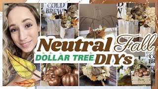 🍂 NEUTRAL FALL DECOR // 5 EASY FALL DOLLAR TREE DIYS 🍂