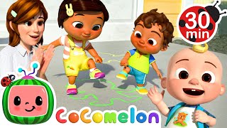 Heads Shoulders Knees and Toes on the Playground! | Cocomelon and Little Angel Nursery Rhymes