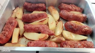 #LINGUIÇA ASSADA COM BATATAS