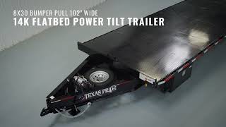 14k LB GVWR Bumper Pull Flatbed Power Tilt Trailer