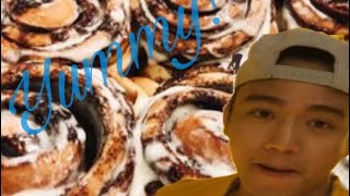 Eating my favorite Cinnabon Rolls