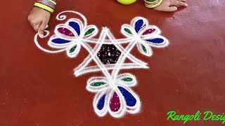 2 Simple margazhi rangoli design with 3X2 dots || beginners new year kolam || easy muggulu