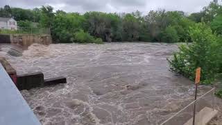 Flooding Austin Minnesota June 2024 the rushing river downtown