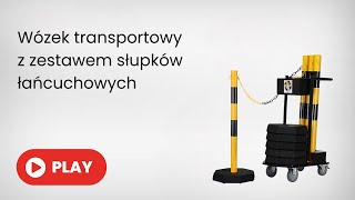 Wózek transportowy z zestawem słupków łańcuchowych