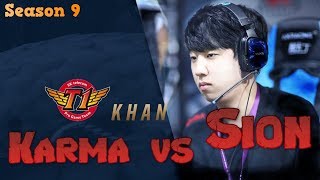 SKT Khan - Karma vs Sion Mid - Patch 9.19 LoL Season 9 KR Ranked | League of Legends Replays