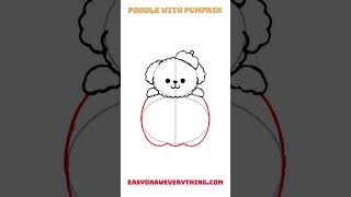 How to draw a poodle with pumpkin #easytodraw #cutedraws #halloweendrawing