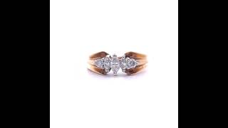 Diamond Marquise & Round Brilliant Five-Stone Scalloped Ring in 14k Yellow Gold