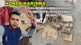 cara bongkar/memasang klep & komponen lainnya di blok head honda karisma