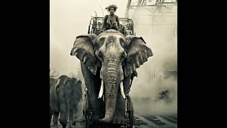 A majestic elephant walks amidst a foggy industrial setting - Runway V2