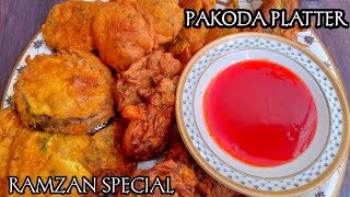 crispy pakoda platter recipe||4 pakora recipe||Ramzan recipes for iftar||Zareen ka kitchen