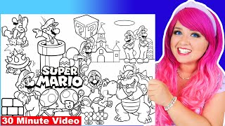 Coloring Mario, Luigi, Yoshi & Bowser Coloring Pages | 30 Minutes Super Mario Bros. Coloring Videos