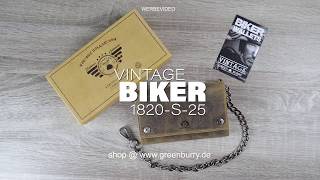 Greenburry Biker Geldbörse VINTAGE Leder antik braun mit Kette 1820-S-25