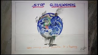 Stop Global warming poster drawing || poster on stop global warming ||