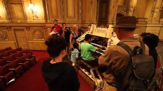 Boy playing organ at the Orpheum