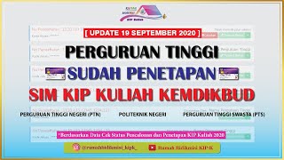 PERGURUAN TINGGI SUDAH PENETAPAN SIM KIP KULIAH KEMDIKBUD (Update 19 September 2020)