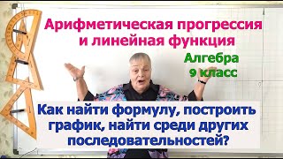 Как найти арифметическую прогрессию, формулу n члена, построить график. Связь с линейной функцией.