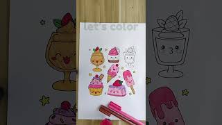 Coloring chocolate ice cream on coloring pages #shorts  #coloringkids #coloringpages #drawing #art