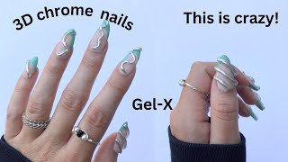 TRENDING 3D CHROME NAIL ART // ABSTRACT GEL-X NAIL TUTORIAL