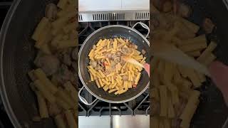 Gorgonzola Steak and Mushrooms Over Penne Pasta