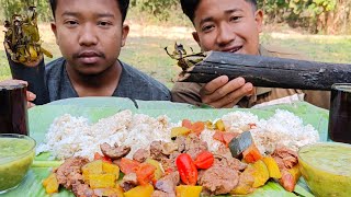 Eating spicy chicken innards | traditional dish | Northeast India.