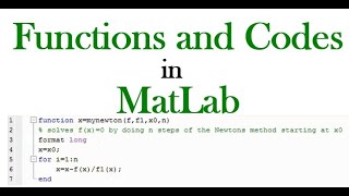 Functions and Codes in MatLab