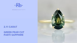 2.11 Carat Stella  Green Pear Cut Parti Sapphire Ring