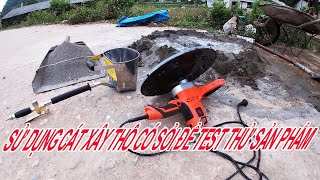 Dùng thử bộ máy xoa vữa và gầu phun vữa trát tường bằng cát xây xem có hiệu quả không