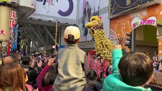 香港铜锣湾的街头人山人海的，新年开业要舞狮的，场面真壮观啊