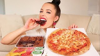 PAPA JOHN'S CHEESE PIZZA AND CHOCOLATE BROWNIE MUKBANG + Q&A