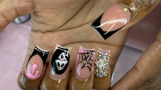 How to do acrylic nails | how to draw a ghost | how to draw a web | Halloween nails | nails