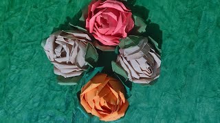 |How to make very easy and simple rose|Paper rose| diy| suchi creative craft