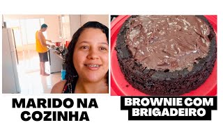 Marido na cozinha fazendo brownie com brigadeiro| veja no que deu... 🤪