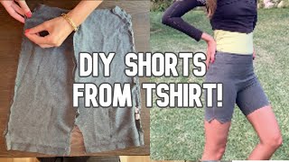 How to Make EASY athletic shorts from an old tshirt! UPCYCLE t shirt ideas for sewing beginners