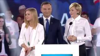 Andrzej Duda z żoną i córką Konwencja Andrzej Dudy