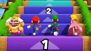 Mario Party 9 Step It Up - 1 vs. Rivals - Wario vs Mario vs Luigi vs Peach| Cartoons Mee