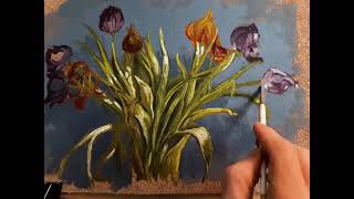 Flowers pot oil painting study, timelapse #shorts