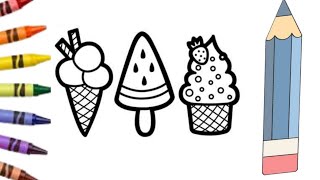 Icecream drawing for kidsand toddlers||how to draw an icecream step by step||