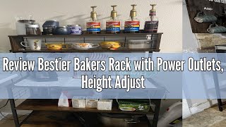 Review Bestier Bakers Rack with Power Outlets, Height Adjustable Microwave Stand, Kitchen Storage Sh