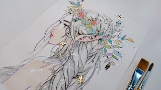 Watercolor Illustration | Painting a girl with watercolor 🌼