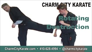 Rotating Destruction - Kenpo self-defense for a front and roundhouse kick combination