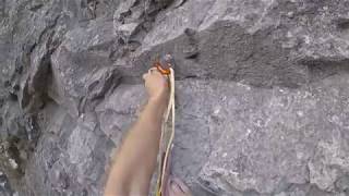 Slow poke 5.8 in Cougar Canyon, AB